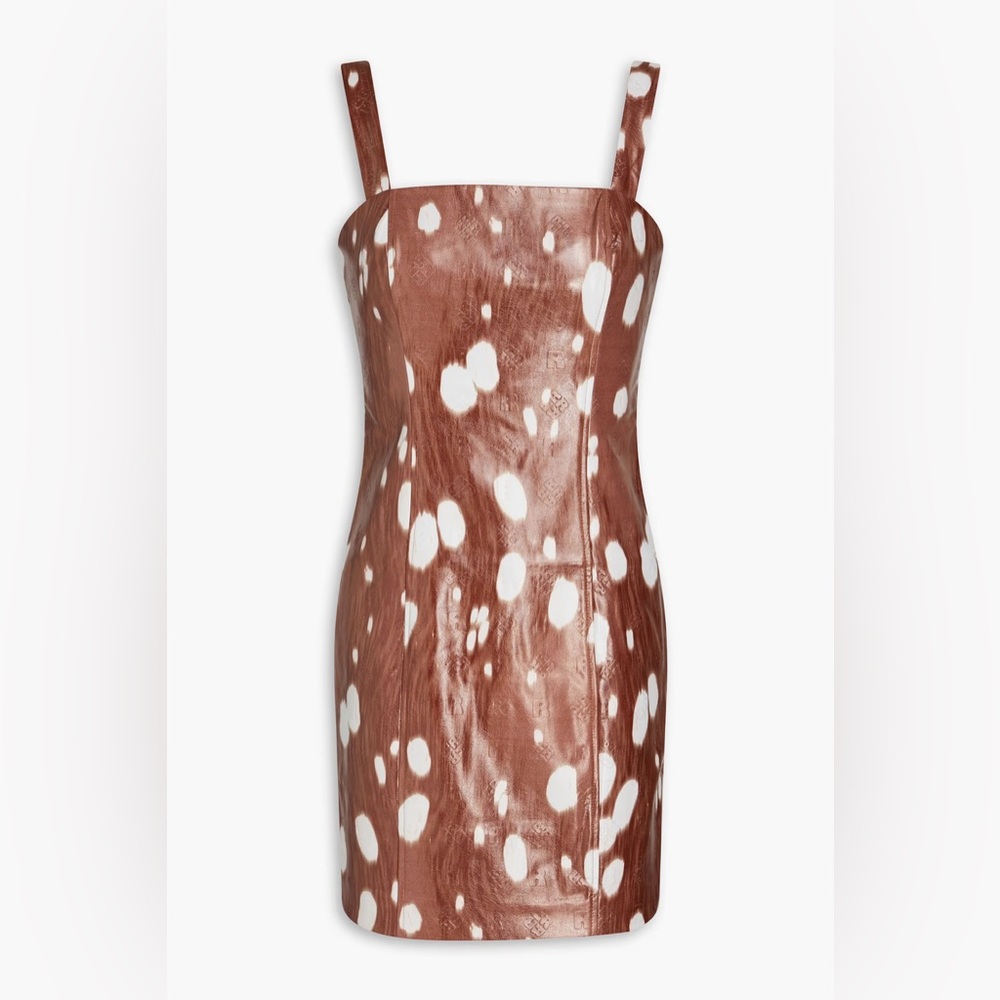 NWT $449 ROTATE Herlina Embossed Animal-Print Faux Leather Mini Dress | Size 34